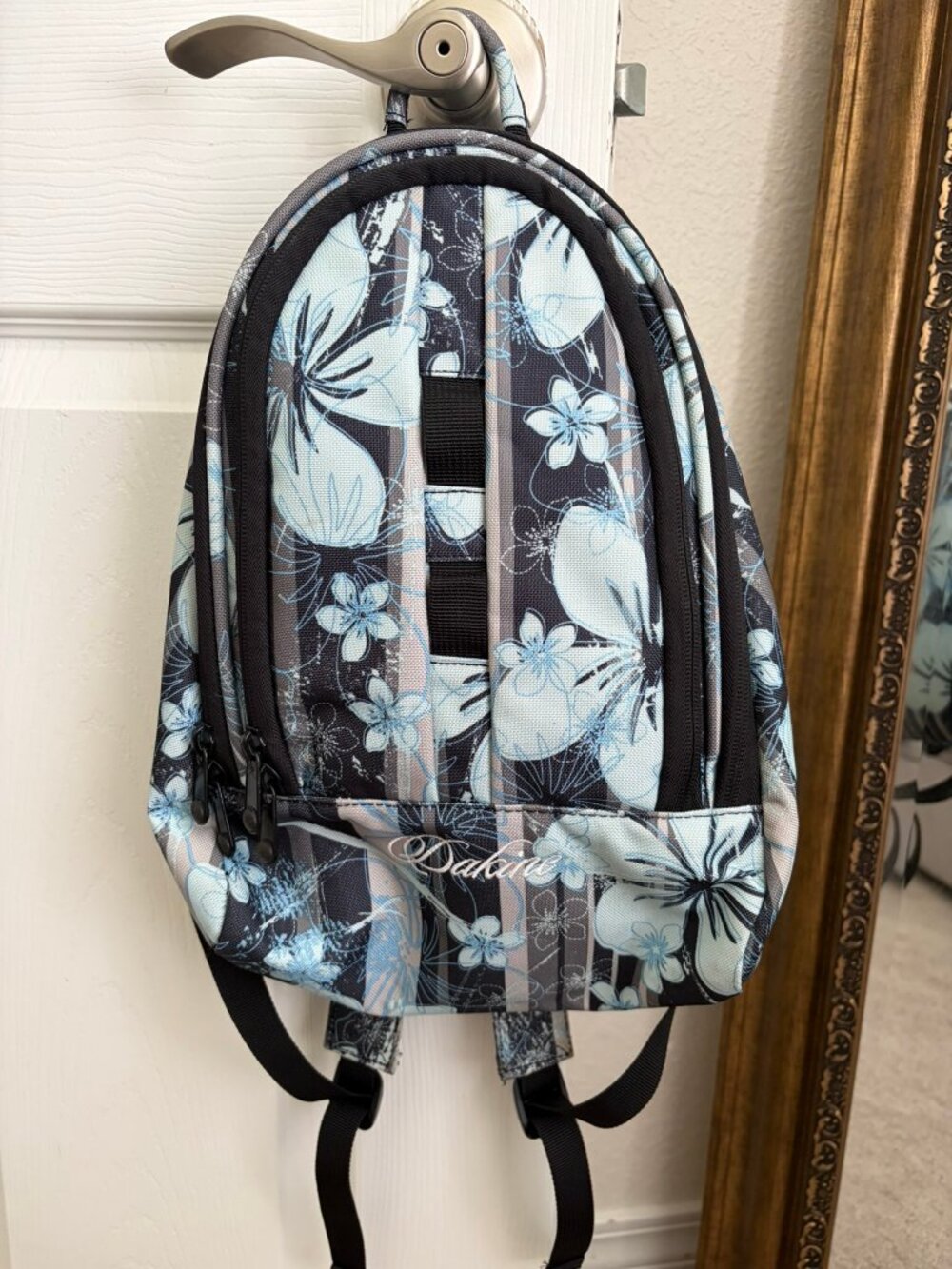 Dakine tropical floral print blue grey kid's small backpack